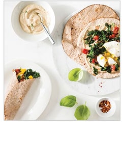 Egg, Kale and Tomato Breakfast Wraps