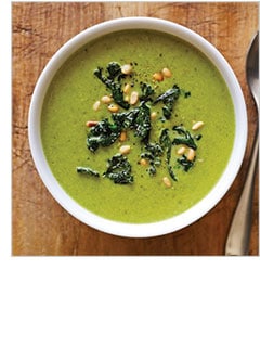 Cauliflower-Kale Soup with Crispy Kale Topping