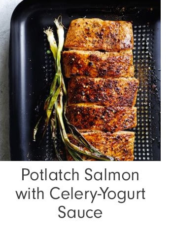 Potlatch Salmon with Celery-Yogurt Sauce