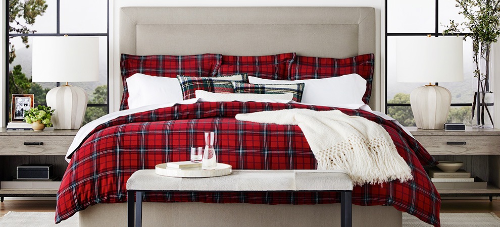 williams sonoma tartan bedding