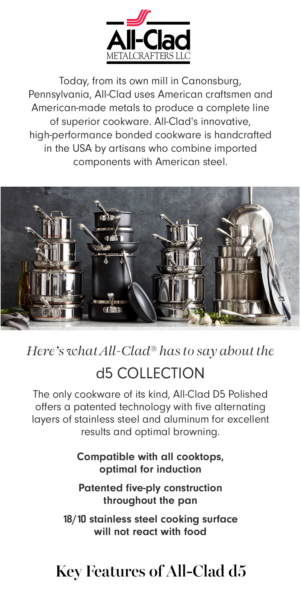 AllClad d5 StainlessSteel 10Piece Cookware Set Williams Sonoma