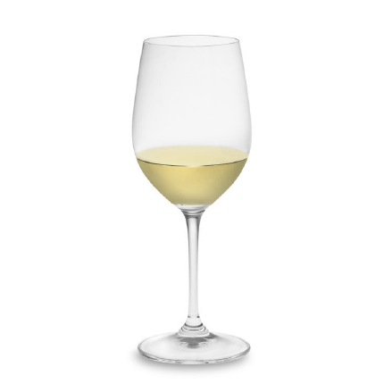 Chardonnay in a wine glass.