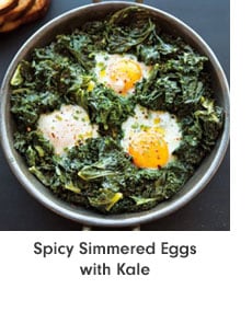 Spicy Simmered Eggs with Kale