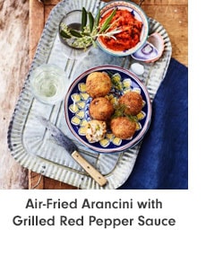 Air-Fried Arancini with Grilled Red Pepper Sauce