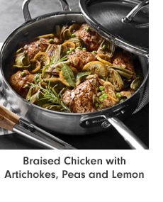Braised Chicken with Artichokes, Peas and Lemon