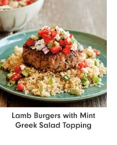 Lamb Burgers with Mint Greek Salad Topping