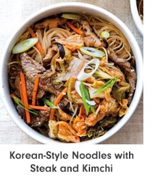 Korean-Style Noodles with Steak and Kimchi