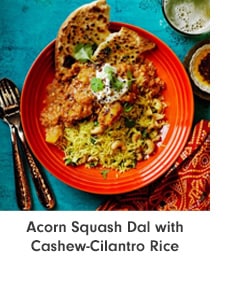 Acorn Squash Dal with Cashew-Cilantro Rice