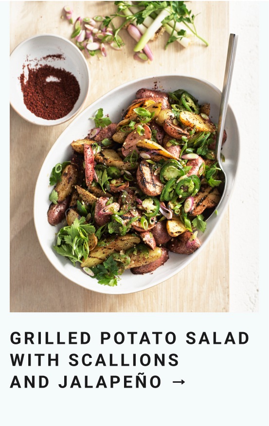 Grilled Potato Salad with Scallions and Jalapeno