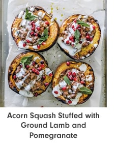 Acorn Squash Stuffed with Ground Lamb and Pomegranate