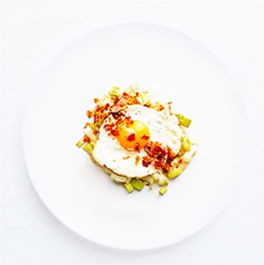 Fried Egg with Leeks & Pancetta