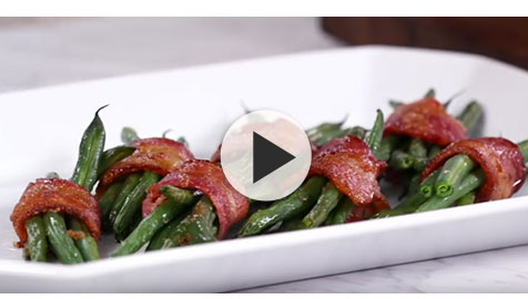 Green Bean Bundles with Bacon and Brown Sugar >