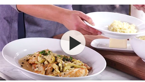Chicken Piccata with Artichokes >
