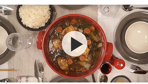 Braised Chicken with Swiss Chard in Emile Henry Dutch Oven