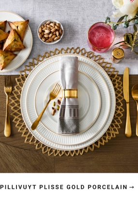 Pillivuyt Plisse Gold Porcelain Dinnerware Collection