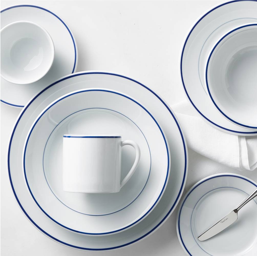 Apilco Tradition Blue-Banded Porcelain Dinnerware Collection