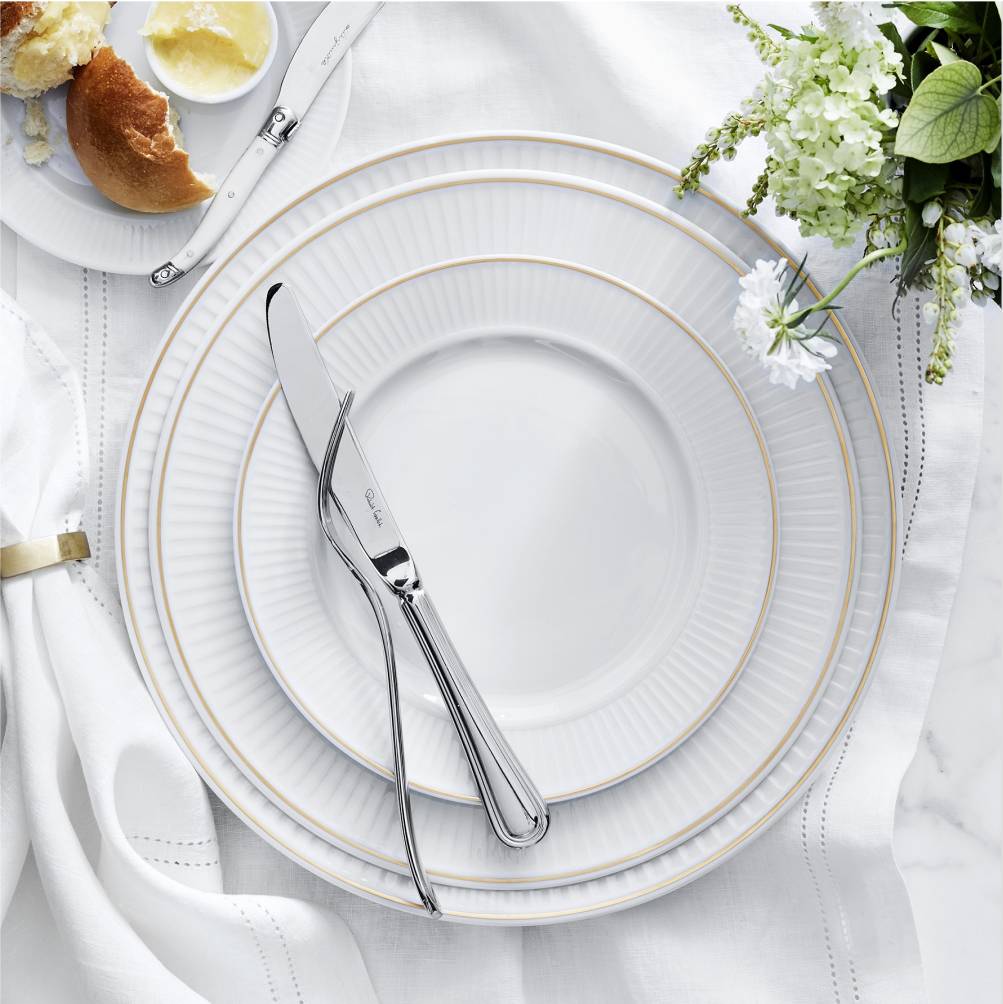 Pillivuyt Plisse Gold Porcelain Dinnerware Collection