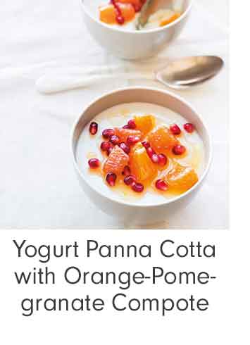 Yogurt Panna Cotta with Orange-Pomegranate Compote