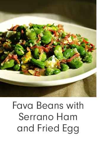 Fava Beans with Serrano Ham and Fried Egg