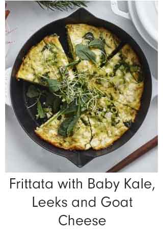 Frittata with Baby Kale, Leeks and Goat Cheese 