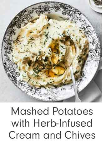 Mashed Potatoes with Herb-Infused Cream and Chives