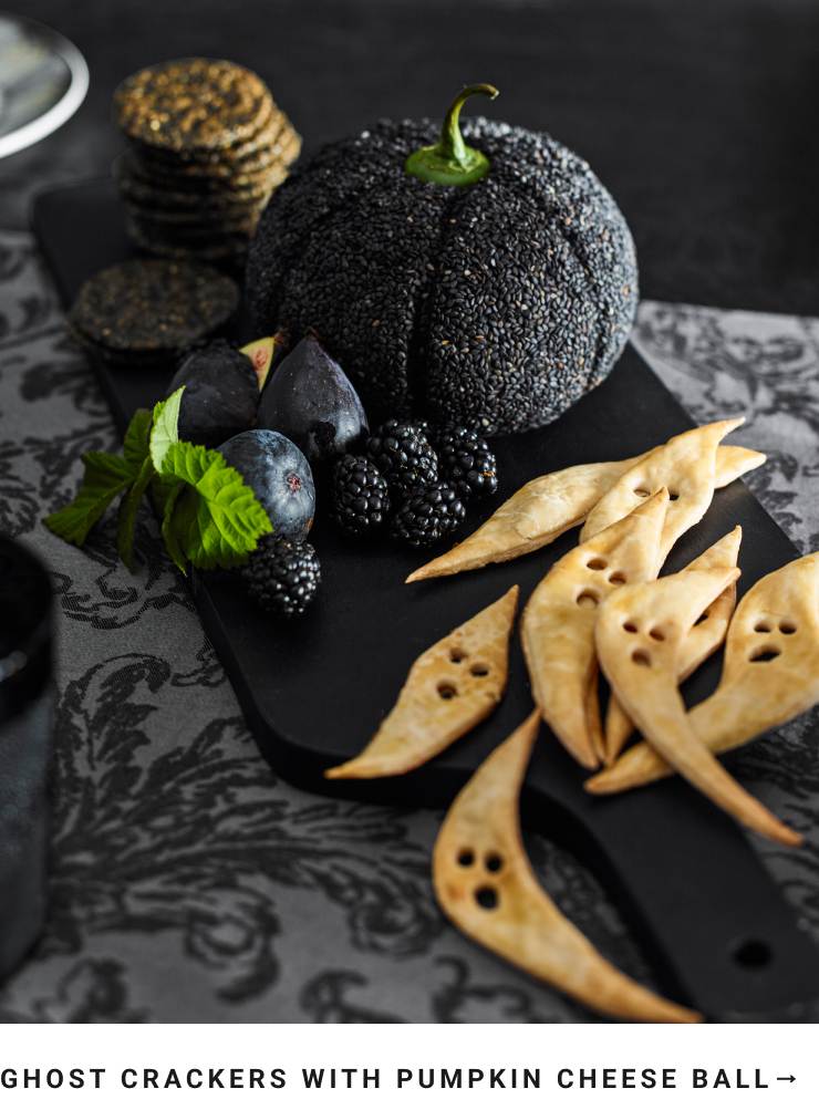 Ghost Crackers with Pumpkin Cheese Ball