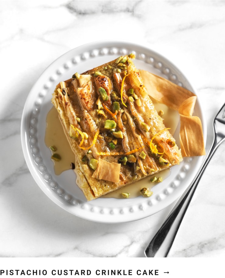 Pistachio Custard Crinkle Cake