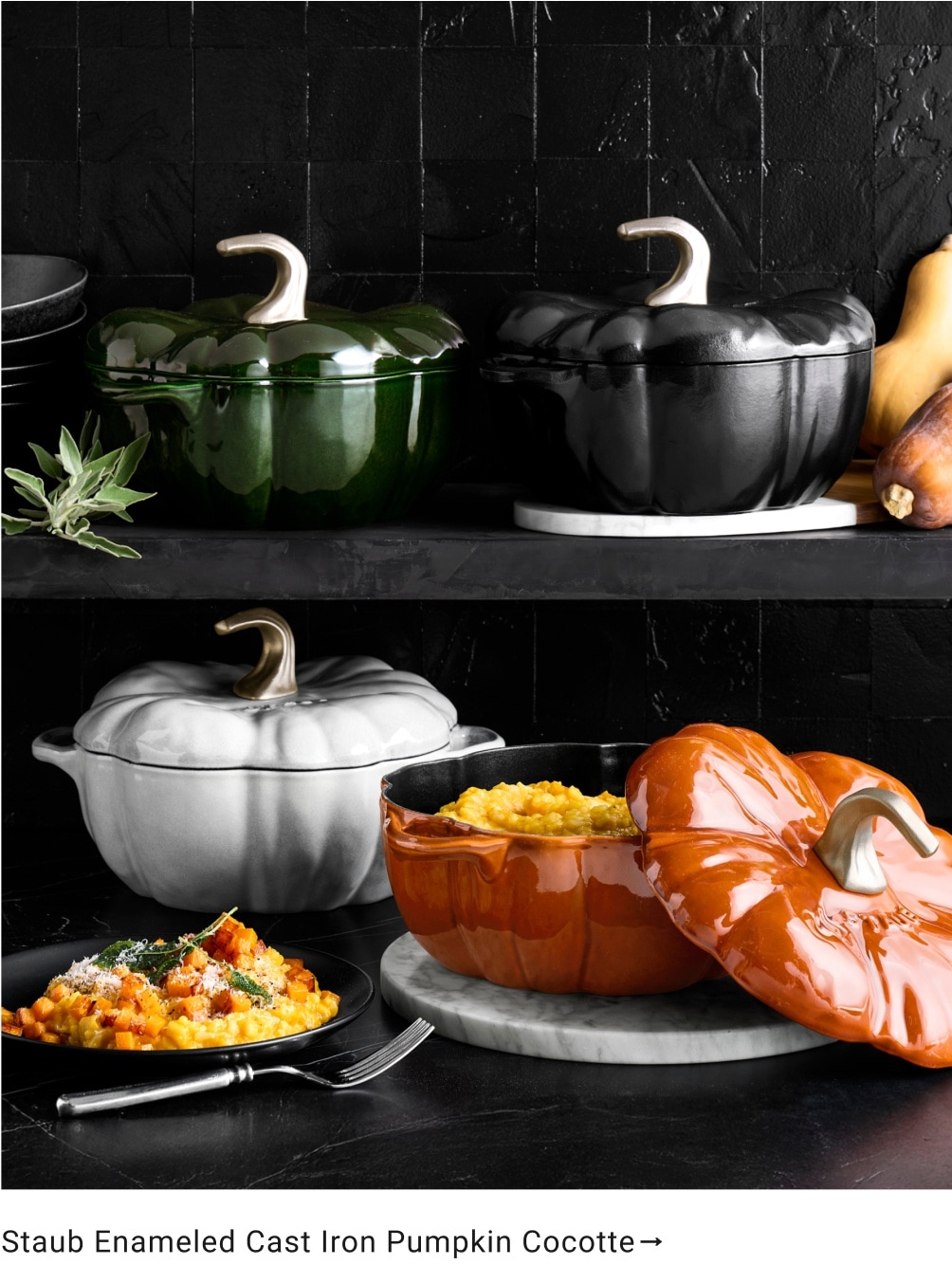 Shop Staub Enameled Cast Iron Pumpkin Cocottes