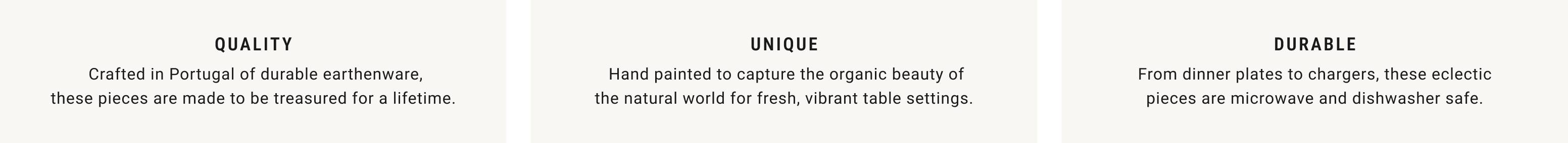 Quality. Unique. Durable.