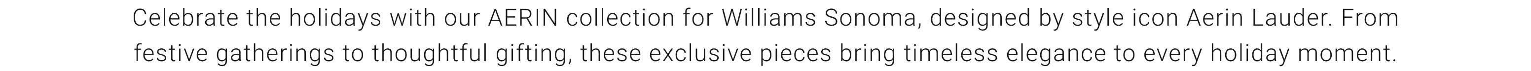 Celebrate the holidays with our AERIN collection for Williams Sonoma