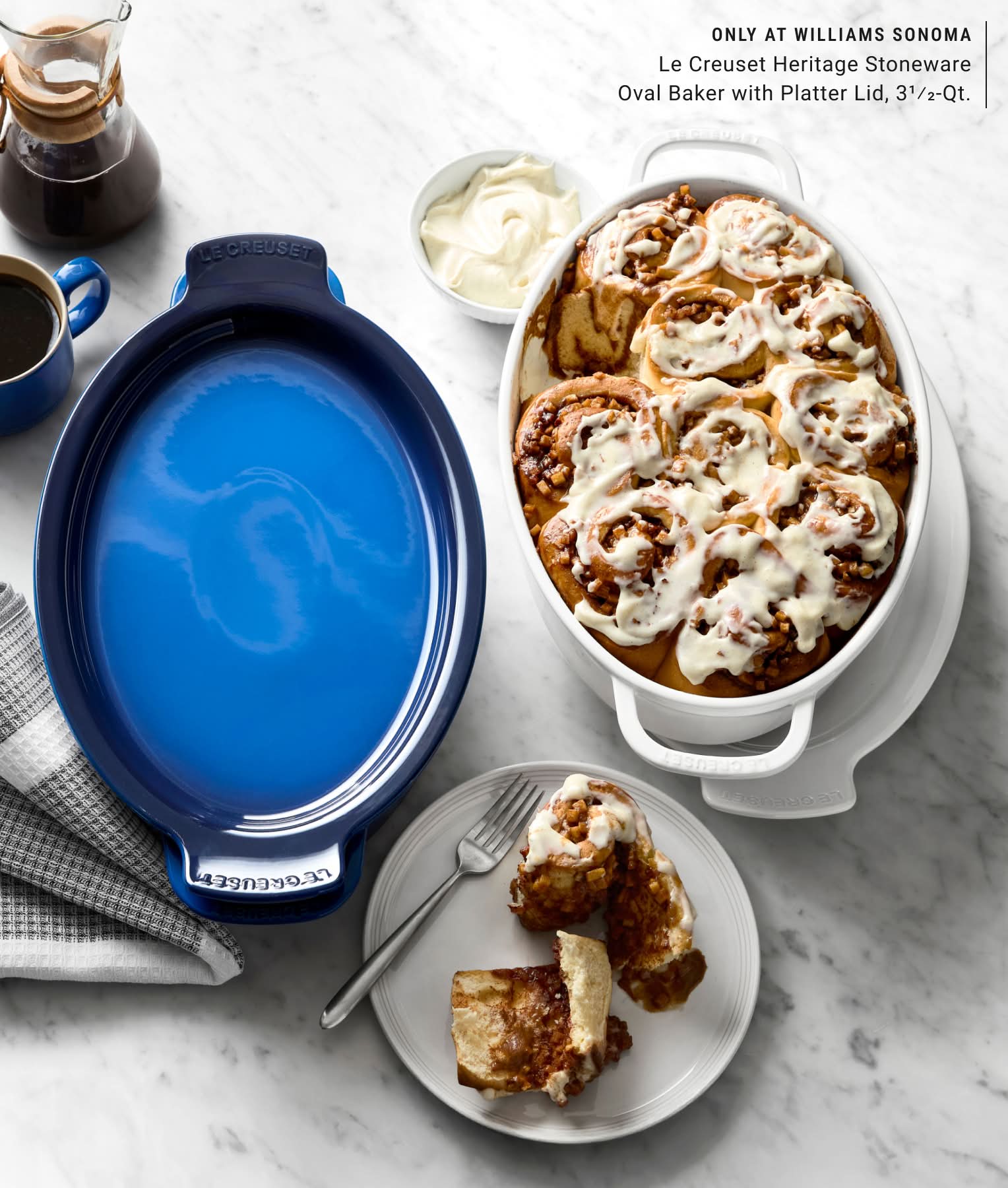 Le Creuset Heritage Stoneware Oval Baker with Platter Lid, 3 1/2-Qt.