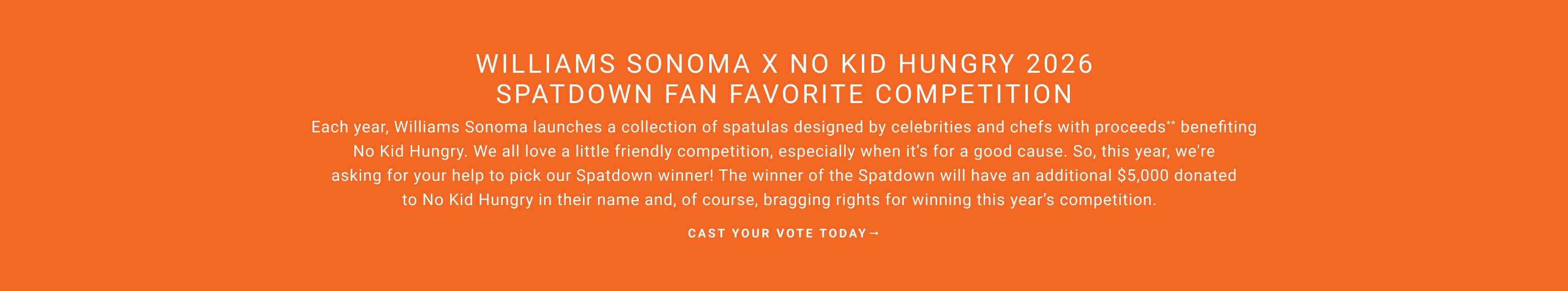 Williams Sonoma X No Kid Hungry 2026 Spatdown Competition