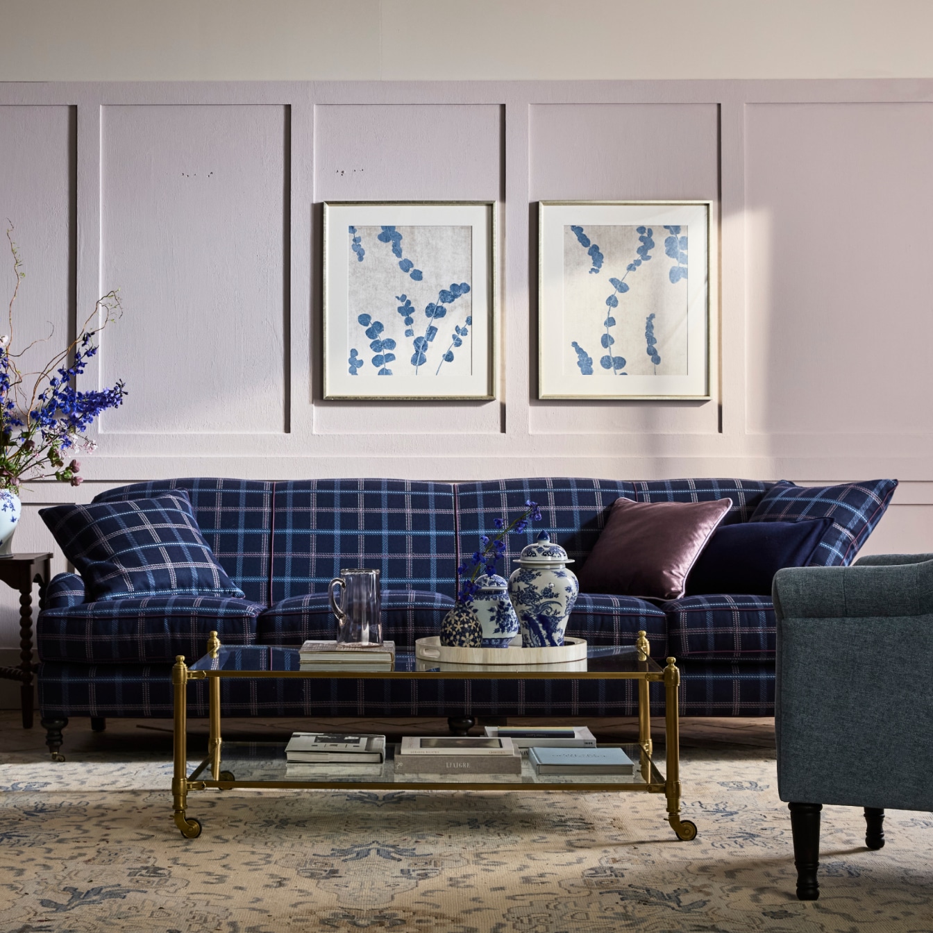 Glass Bedford Plaid Sofa
