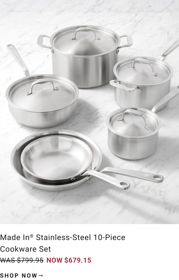 Shop Made In Stainless-Steel 10-Piece Cookware Set Shop Made In Stainless-Steel 10-Piece Cookware Set