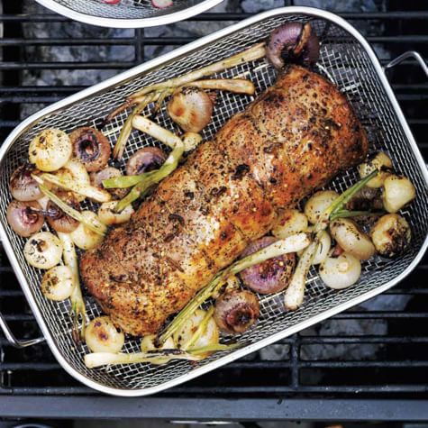 Grill Roasted Pork Loin With Onions Williams Sonoma