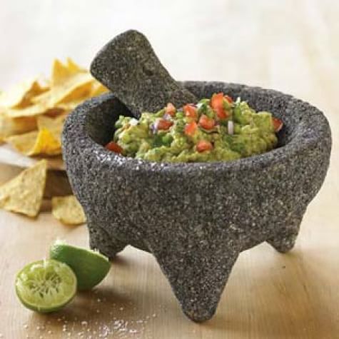 Guacamole with mortar and pestle