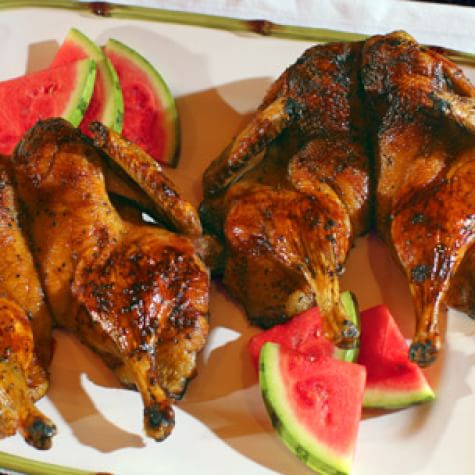 Butterflied Grilled Duck with Spicy Watermelon Glaze-image