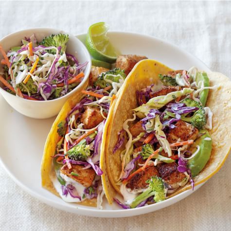 Fish Tacos With Broccoli Slaw And Lime Cream Sauce Williams Sonoma