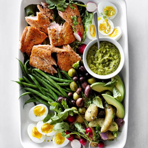 Salmon Ni&amp;#231;oise with Charred Scallion Pesto-image