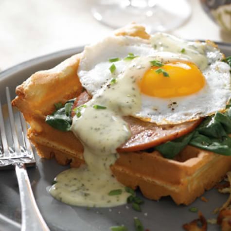 Eggs Florentine with Savory Waffles and Herbed Hollandaise-image