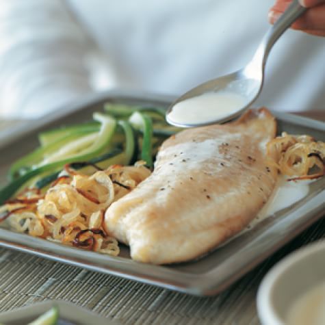 Roast Bass with Garlic Cream | Williams Sonoma