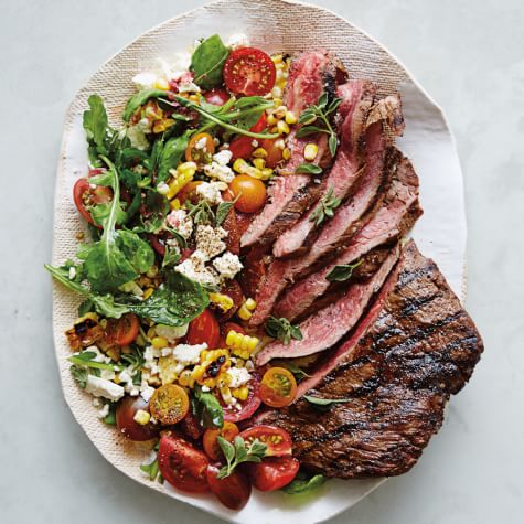 Marinated Steak with Corn, Arugula and Tomato Salad-image
