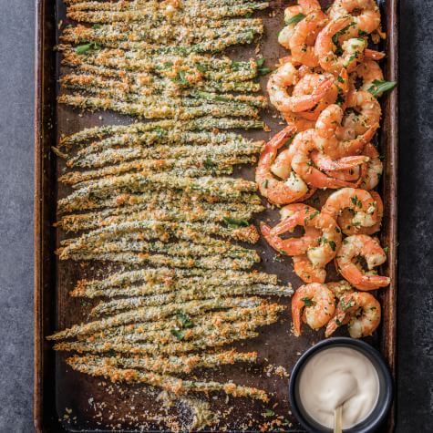 Garlicky Shrimp with Asparagus Fries and Meyer Lemon Aioli-image