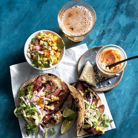 Skirt Steak and Street Corn Slaw Tacos-image