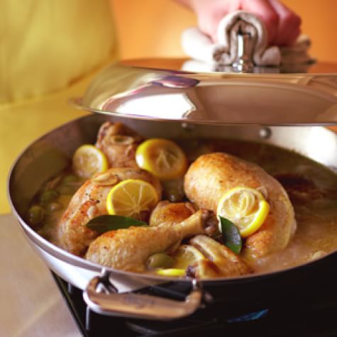Braised Chicken with Lemon & Green Olives