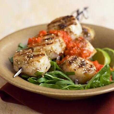 Lime-White Pepper Scallops with Bell Pepper Sauce