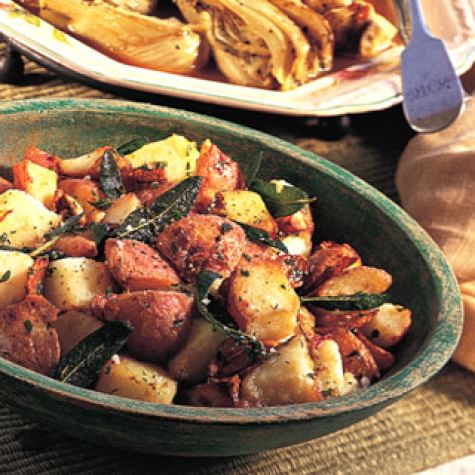 Potatoes Fried with Garlic and Sage