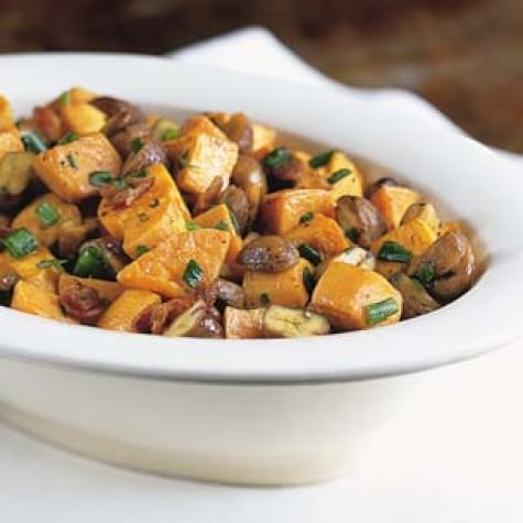 Roasted Sweet Potatoes with Cognac Chestnuts