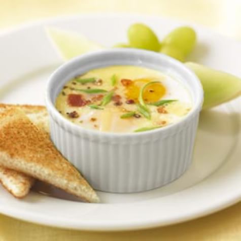 Coddled Eggs with Bacon & Goat Cheese
