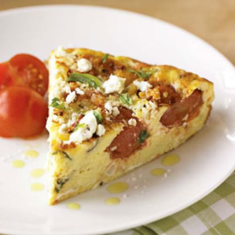 Cherry Tomato Frittata with Corn, Basil and Goat Cheese